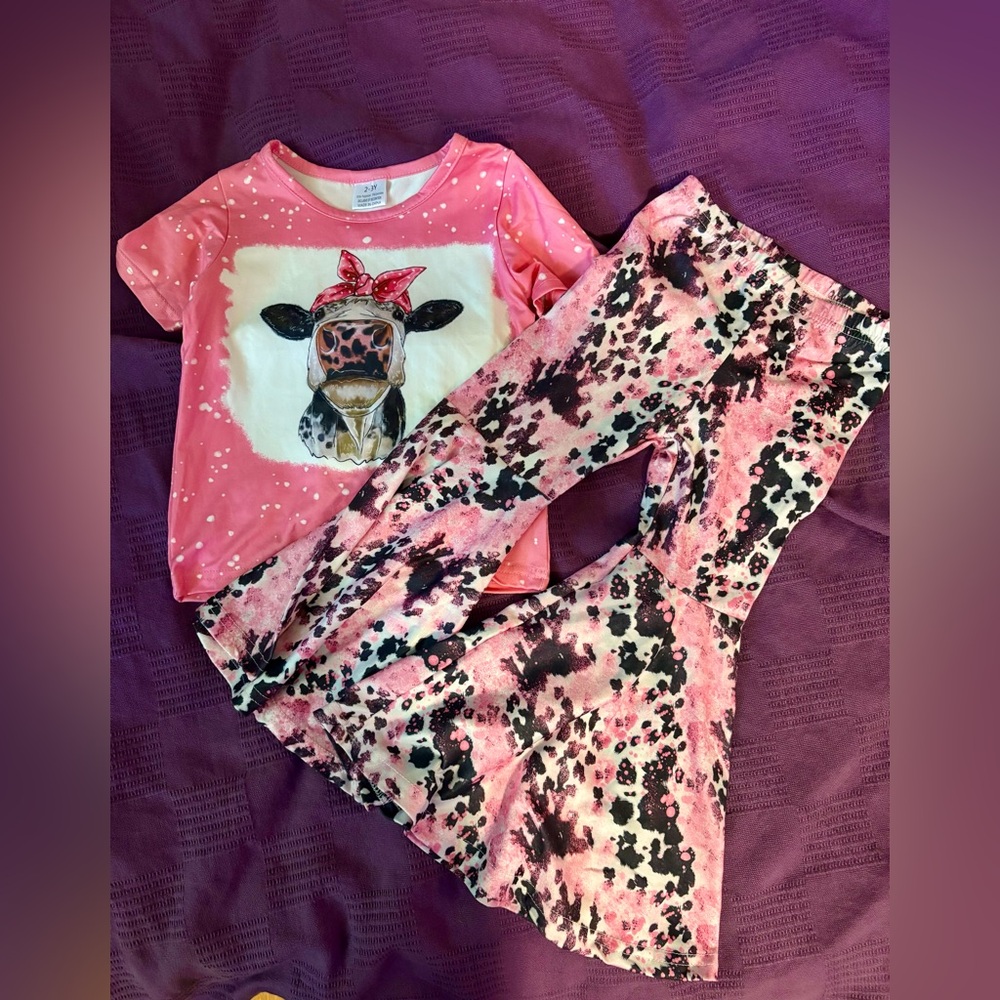 Pink Cow Print Outfit for Kids
